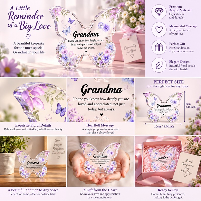Grandma Acrylic Plaque for Birthday & Christmas Gifts – Heartfelt