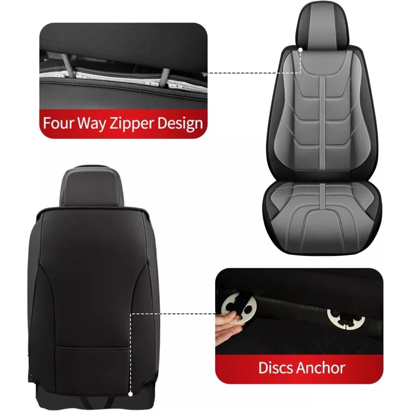 LAONNVIR Deluxe Car 5-Seat Cover PU Leather Protector Pad For