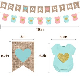 Boy or Girl Gender Reveal Banner 2 PCS Pre-Strung Baby Shower Paper He or She Baby Gender Sign for Party Decorations