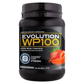 EVOLUTION, Protena de Suero de Leche, WP100, Whey Protein, 18 Aminocidos, Sin Gluten, Sugar Free, Post Workout, Sabor Fresa, 26.6 Porciones, 800g     