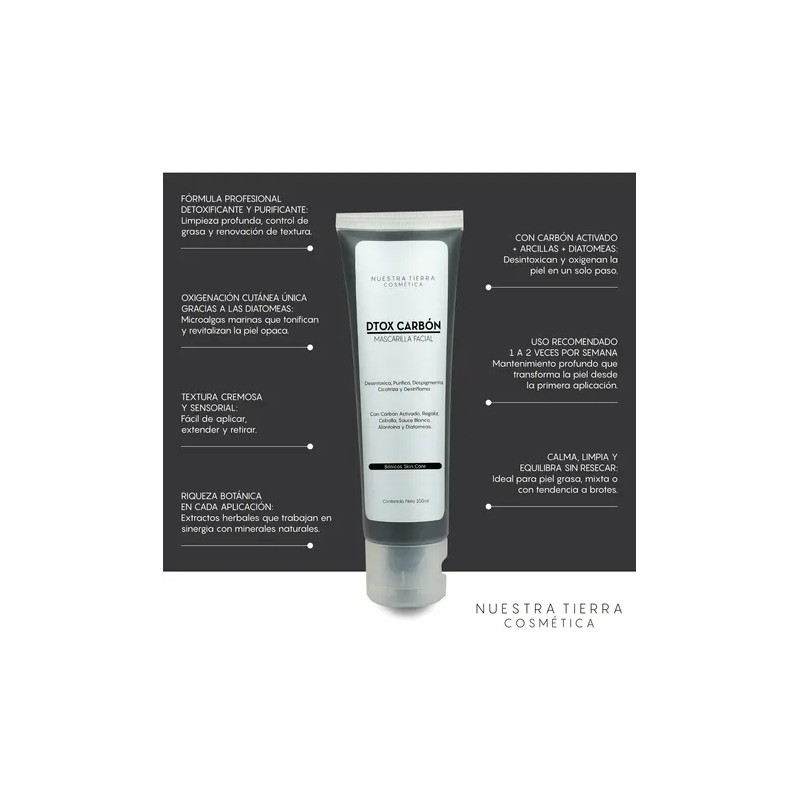 Mascarilla Facial Dtox Carbón Activado Regaliz 100grs Tipo de piel