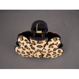 Tan Cheetah Leopard Print Plastic 3" Long Barrette Big Hair Clip Claw Clamp Colored Hair Clips For Women Girls