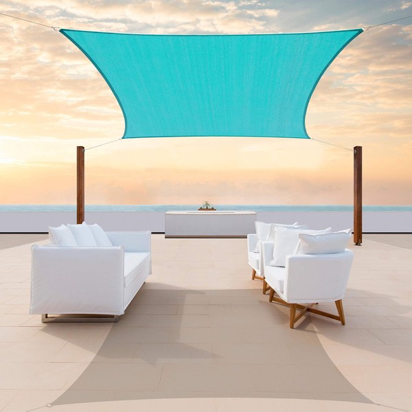 ColourTree 12' x 12' Turquoie Sun Shade Sail Rectangle CTSLR12 - Canopy Mesh Fabric UV Block - Commercial Heavy Duty - 190 GSM - 3 Years Warranty