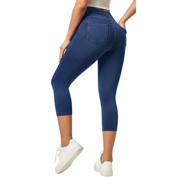 IUGA Jeggings for Women Pull On Capri Jeans Stretchy Jean