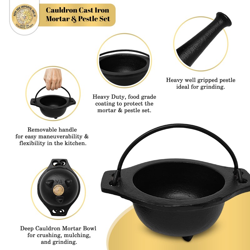 Cast Iron Cauldron Mortar and Pestle Set (MP3-Cauldron Mortar &