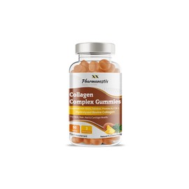 Pharmanostix Collagen Complex 90 Gummies - Natural Pineapple Flavour - Hydrolysed Bovine Collagen Supported with Biotin, Vitamin C & Selenium -3 Months Supply - For Healthy Skin & Hair for Men & Women
