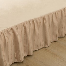 Bed Skirt Full Size, Ruffled Bed Skirt with Split Corners, 14 Inch Drop Dust Ruffle Bed Skirts with Platform, Light Camel, 14'' Full