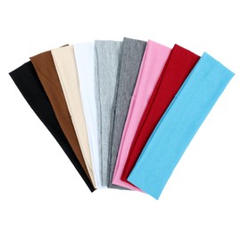 9Pcs Headbands for Women Non Slip Headband, Soft Elastic Hair Bands for Women's Hair, Fashion Cotton Cloth Stretchy Sweat Bands Headbands for Sports, Makeup, Gym, Running, Yoga, Workout (9Colors-B)