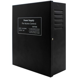 Power Supply Control AC 110-240V to DC 12V 5A Worldwide Voltage Metal Boxed Cabinet Regulated UPS Power Supply Unit with Backup Battery Link for Door Access Entry System (12V / 5A)
