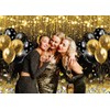 INRUI 2024 Happy New Year Photography Background Black Golden Balloons