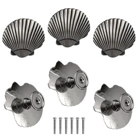 XYKEJ Seashell Cabinet Knobs, Coastal Drawer Knobs, Nautical Cabinet Knob for Wardrobe Dresser Cupboard Kitchen Pulls Handles Home Decorative Knob, 6 PCS