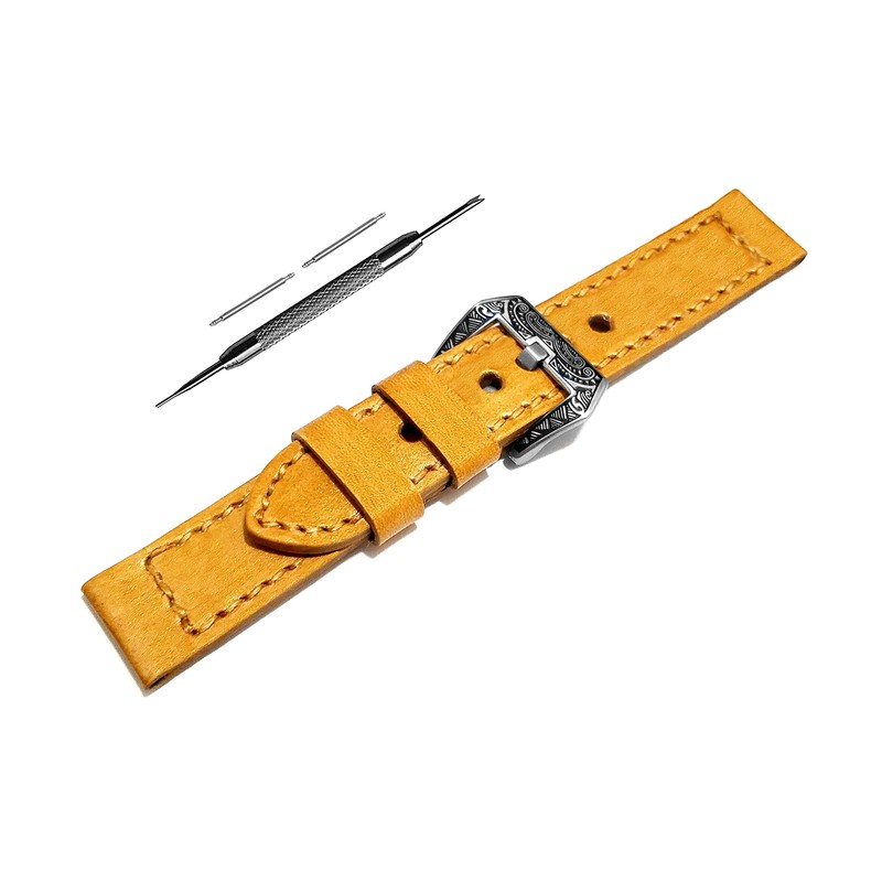 NICKSTON Gold Brushed Genuine Leather Band Compatible with Garmin Vivoactive