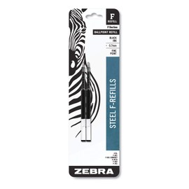 Zebra Pen F-Series Pen Refill - Fine Point - Black For Zebra Ballpoint Pen - 2 / Pack