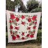 FANFAN Bohemian Rose Pattern Square Shawl - Lightweight Cotton Linen