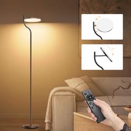FIMEI LED Modern Floor Lamp, Super Bright Dimmable Tall Standing Lamp with 10'' Lamp Panel, 4 Color Temperature Rotatable Reading Floor Lamps, Remote&Touch Control, for Living Room Office Bedroom