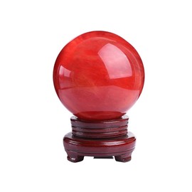 Tomyfield Crystal Ball, Natural Stone, Crystal, Purification, Red Crystal Ball, Crystal Ball, Feng Shui, Lucky Charm, Red Crystal (Diameter 2.4 inches (6 cm)