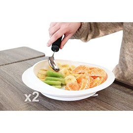 KMINA - Non Slip Plate for Disabled (x2 Units), BPA-Free Scooper Plate with Suction Base, Non Spill Plate for Elderly, Disability Plates with Raised Edge, Scoop Plate Eating Aid, Parkinsons Plate