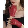GSG Women Red Driving Gloves Fingerless Leather Gloves Unlined Half