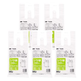 Household Japan T25 Plastic Shopping Bags, Embossed Product, Hook Hole, East Japan No. 8, West Japan No. 25, Set of 100 Sheets x 5, Approx. 13.8 x 6.9 x 0.004 inches (35 x 15 x 0.00 11 cm) (per sheet