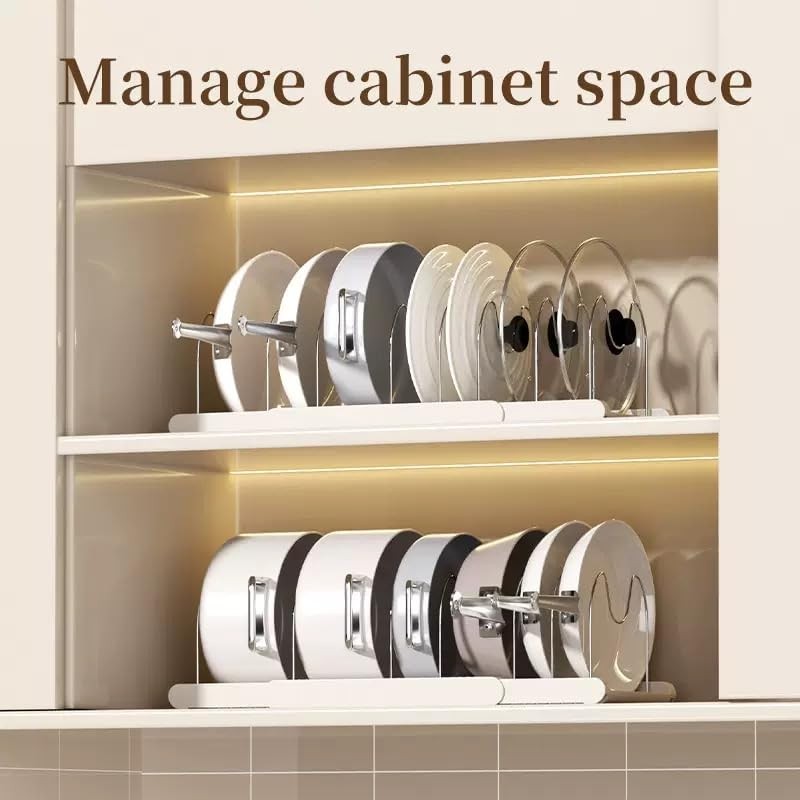 SNBBGT Expandable Pot Organizer with 7 Adjustable Dividers for Kitchen