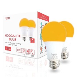 hooga Sleep Light Bulb, Amber Light Bulbs for Sleep Therapy, Blue Light Blocking, 1600K Dim Light Bulbs 7W Equivalent, Mood Soothing Light, E26 A19 Warm Light Bulbs for Bedroom, Nursery, 2 Pack.
