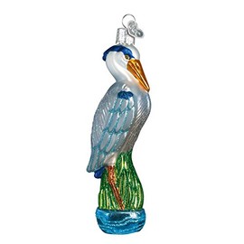 Old World Christmas Bird Watcher Collection Glass Blown Ornaments for Christmas Tree Blue Heron