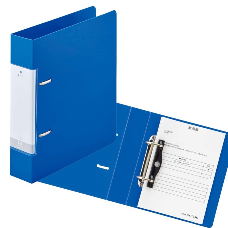 Lihit Lab G2232-8 D-Shaped Ring File, A5, 2 Holes, Blue