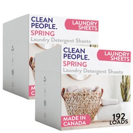 The Clean People Laundry Detergent Sheets - Hypoallergenic Laundry Soap - Ultra Concentrated, Recyclable Packaging, Stain Fighting - Spring Scent, 384 Pack