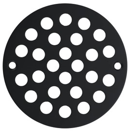 4 Inch Shower Drain Cover,Round Screw-in Floor Drain Cover,Easy-to-Install Replacement Cover Black