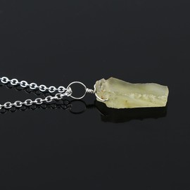 JEWEL OF ROCKS Natural Raw Libyan Desert Glass-Golden Tecktite-Meteorite Pendant Necklace, Rough Crystal, Healing Stone, Women Gift Jewelry, Dainty Necklace, Hypoallergenic Silver Chain 18 inch