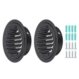 PATIKIL 6 Inch Round Air Vents, 2 Pcs Outlet Vents Cover Bulk Cover 304 Stainless Steel Louver Grille Cover Ducting Air Ventilation Wall Vent Cover for Ceiling Mount Bathroom Vent, Black