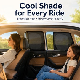 2-Pack Car Window Shade Curtains for Side Windows – Elastic Breathable Sunshade Covers with Zipper for Travel