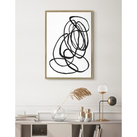 Kate and Laurel Sylvie Ring of Light 2 Framed Canvas Wall Art by Nikki Chu; 23x33 Gold; Decorative Abstract Art for Wall