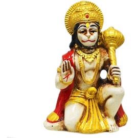 Hari Darpan Hanuman Idol in Marble Material | Grey Antique Color | Suitable for car Dashboard | Home Decor | Home or Office Temple puja | Diwali pujan | Gifting Purpose