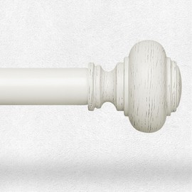 Wolistsa Long Antique White Curtain Rods for Windows 72 to 144 Inch, Decorative Heavy Duty Single-Side Adjustable 1'' Diameter Off White Drapery Rod, Vintage Rustic Metal Curtain Pole for Farmhouse