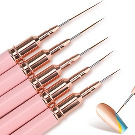 5 Pcs Pink Nail Art Liner Brushes - (Fine Drawing Sizes 4/8/12/20/25mm) Painting Brush Set for Precision Nail Art Designs