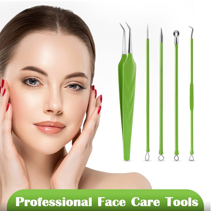 FVION 5 Pieces Blackhead Remover, Comedone Squeezer Set, Pimple Squeezing
