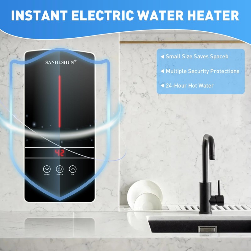 Tankless Water Heater Electric, 3000W 110V Instant Hot Water Heater,