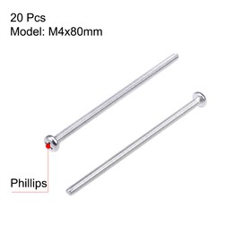 sourcing map M4x80mm Machine Screws Pan Phillips Cross Head Screw 304 Stainless Steel Fasteners Bolts 20Pcs