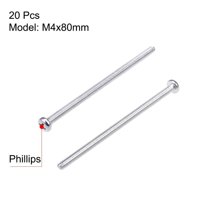 sourcing map M4x80mm Machine Screws Pan Phillips Cross Head Screw