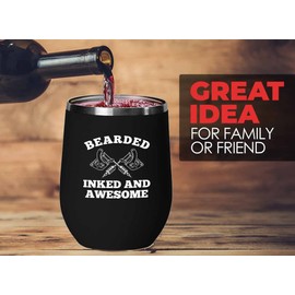 Tattoo Artist Black Wine Tumbler 12oz - Bearded Inked And - Tattooist Gift Tattooing Tattoo Shop Decor Tattooer Inker Studio Designer Tattoo Fund