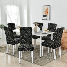 HZDHCLH Chair Covers Set of 4/6 Stretch Modern Chair Slipcovers for Dining Room Kitchen Wedding Party Washable Chair Protector(4pcs, Gold grid)