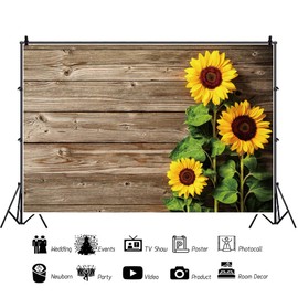 Sunflower Brown Wood Backdrops for Photography,Yeele 10x8ft Rustic Wooden Floor Photo Background Child Baby Shower Birthday Party Background Banner for Picture Photo Studio Photo Booth Decoration