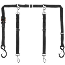 SKIPWALL Truck Bed Dog Tether for Two Dogs,Ratchet Tightening Adjustable Double Safety Truck Bed Dog Leash System for Pickup, SUV, Cars & Trucks