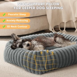 FURTIME Dog Bed for Small Medium Dogs Washable- Furry Puppy Beds, Rectangle Orthopedic Fleece Pet Beds with Removable Zipper Cover, 30x24x8inches, Grey