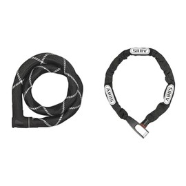 ABUS Kettenschloss Iven Chain 8210 ‚Äì Fahrradschloss aus geh√§rtetem Stahl & Kettenschloss Steel-O-Chain 8807K ‚Äì Flexibles Fahrradschloss aus geh√§rtetem Stahl ‚Äì ABUS-Sicherheitslevel 8-110 cm - Schwarz