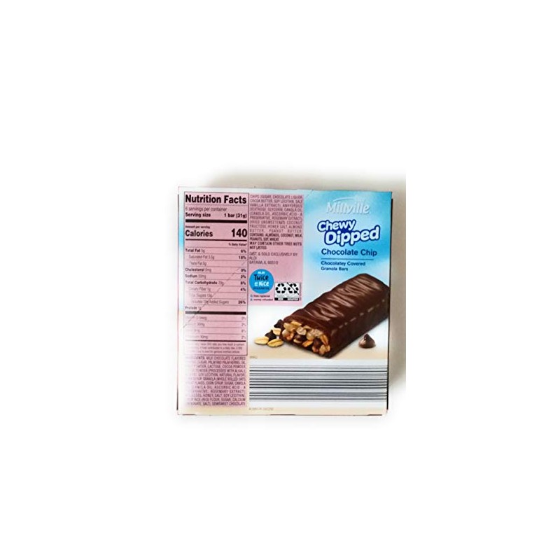 Millville Chewy Dipped Chocolate Cover Granola Bar (Chocolate Chip)