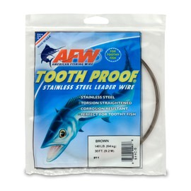 AFW #11 Tooth Proof Stainless Steel Single Strand Leader Wire, 140 lb Test, Camo, 30 ft