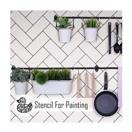 Herringbone Subway Tile Stencil for Painting | Bathroom Kitchen Wall Floor Stencils