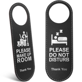 STOBOK Do Not Disturb Door Hanger Sign Please Make Up Room Sign Leather Double-Sided Door Knob Sign Cleaning Sign for Office Hotel Home Clinic Supplies